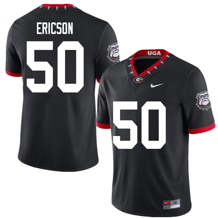Mens #50 Warren Ericson Georgia Bulldogs Stitched Nike Black Alternate Mascot 100th Anniversary College Football Game Jersey S-3XL