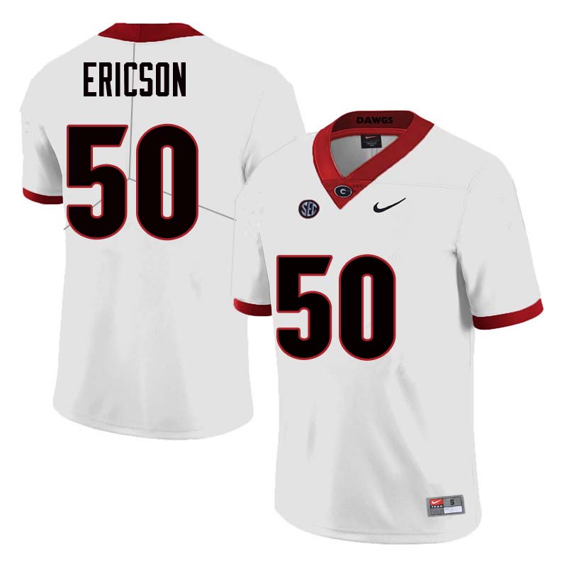 Mens #50 Warren Ericson Georgia Bulldogs Stitched Nike White College Football Game Jersey S-3XL