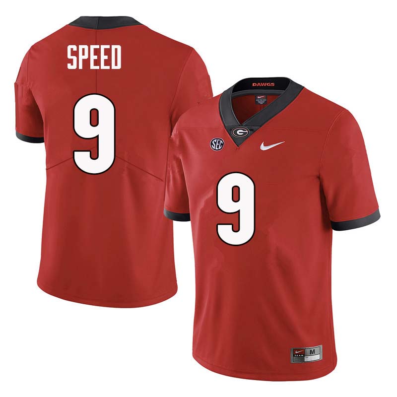 Mens #9 Ameer Speed Georgia Bulldogs Stitched Nike Team Color Red College Football Game Jersey S-3XL