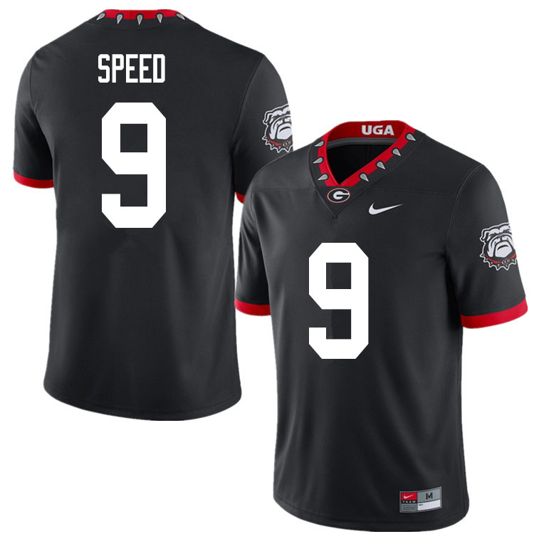 Mens #9 Ameer Speed Georgia Bulldogs Stitched Nike Black Alternate Mascot 100th Anniversary College Football Game Jersey S-3XL