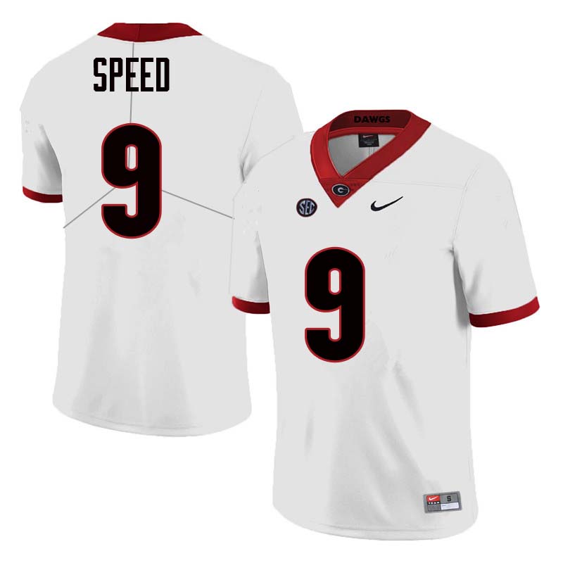 Mens #9 Ameer Speed Georgia Bulldogs Stitched Nike White College Football Game Jersey S-3XL