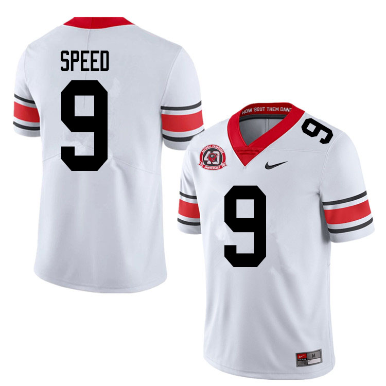 Mens #9 Ameer Speed Georgia Bulldogs Stitched Nike White Alternate 40th anniversary College Football Game Jersey S-3XL
