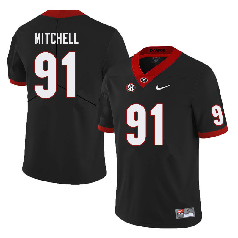 Mens #91 Tymon Mitchell Georgia Bulldogs Stitched Nike Black College Football Game Jersey S-3XL 