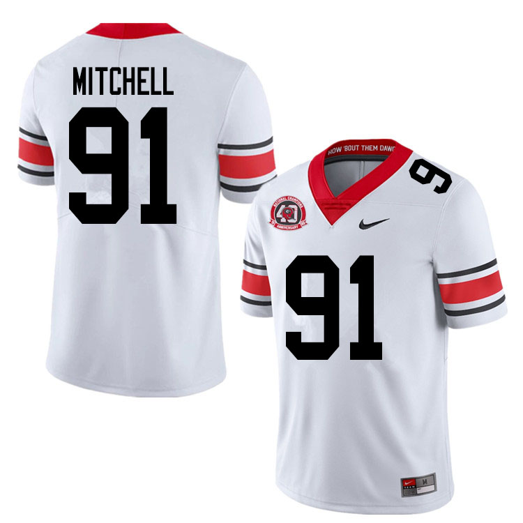 Mens #91 Tymon Mitchell Georgia Bulldogs Stitched Nike White Alternate 40th anniversary College Football Game Jersey S-3XL
