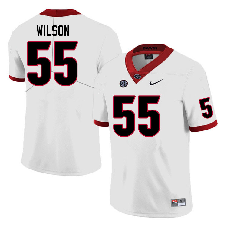 Mens #55 Jared Wilson  Georgia Bulldogs Stitched Nike White College Football Game Jersey S-3XL