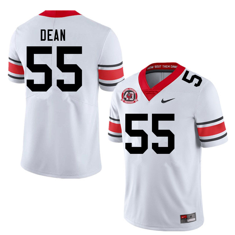Mens #55 Marlin Dean Georgia Bulldogs Stitched Nike White Alternate 40th anniversary College Football Game Jersey S-3XL