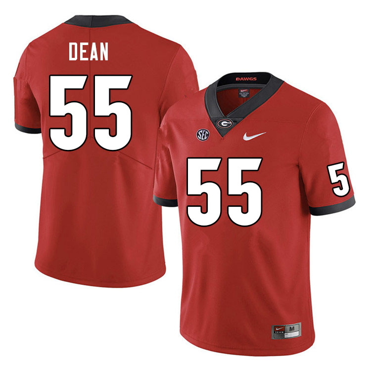 Mens #55 Marlin Dean Georgia Bulldogs Stitched Nike Team Color Red College Football Game Jersey S-3XL