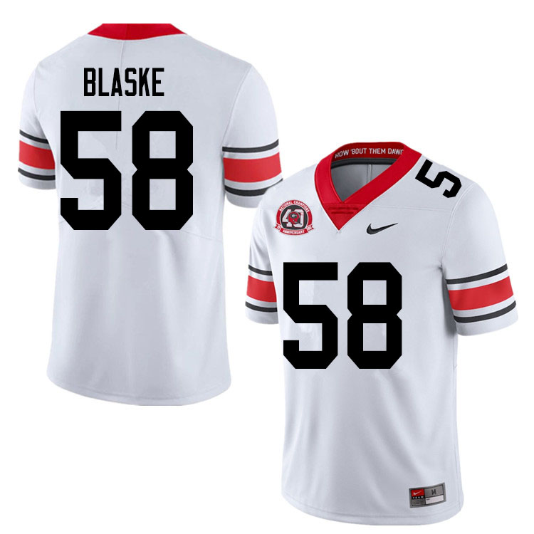 Mens #58 Austin Blaske Georgia Bulldogs Stitched Nike White Alternate 40th anniversary College Football Game Jersey S-3XL