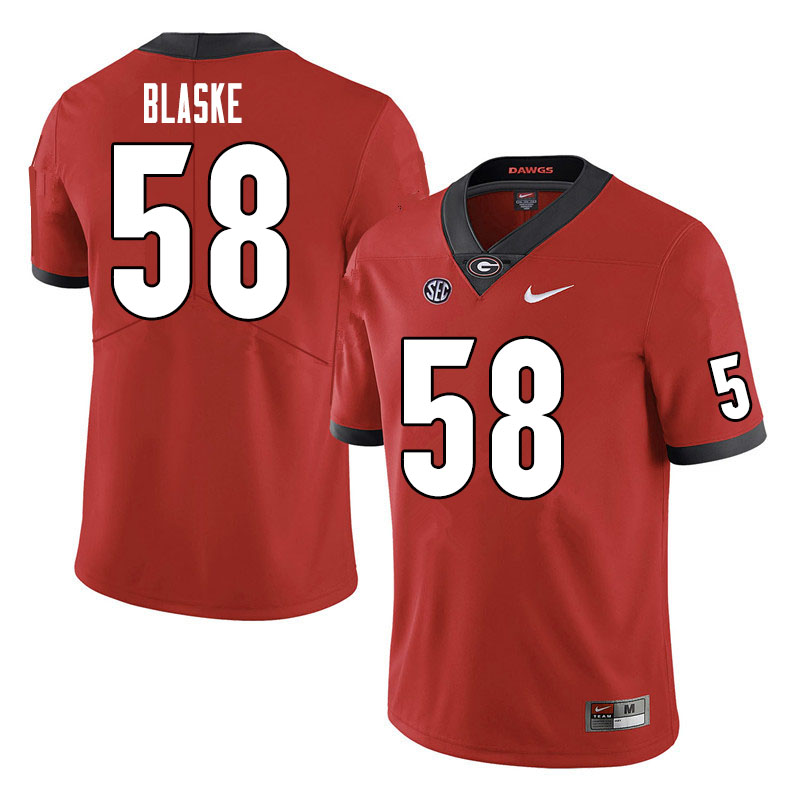 Mens #58 Austin Blaske Georgia Bulldogs Stitched Nike Team Color Red College Football Game Jersey S-3XL