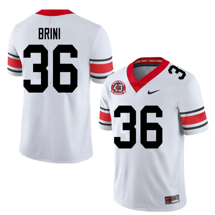 Mens #36 Latavious Brini Georgia Bulldogs Stitched Nike White Alternate 40th anniversary College Football Game Jersey S-3XL