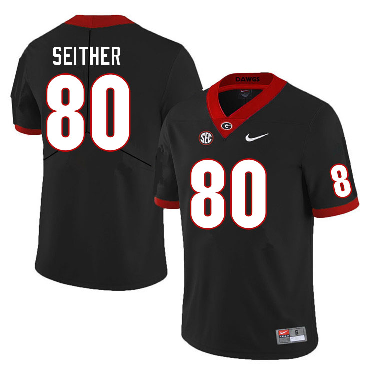 Mens #80 Brett Seither Georgia Bulldogs Stitched Nike Black College Football Game Jersey S-3XL 