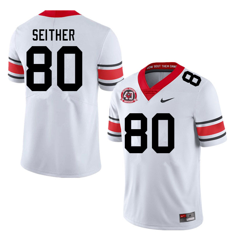 Mens #80 Brett Seither Georgia Bulldogs Stitched Nike White Alternate 40th anniversary College Football Game Jersey S-3XL