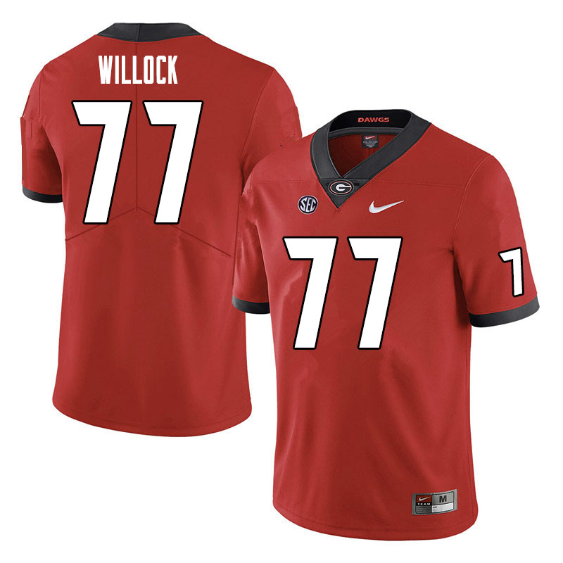 Mens #77 Devin Willock Georgia Bulldogs Stitched Nike Team Color Red College Football Game Jersey S-3XL