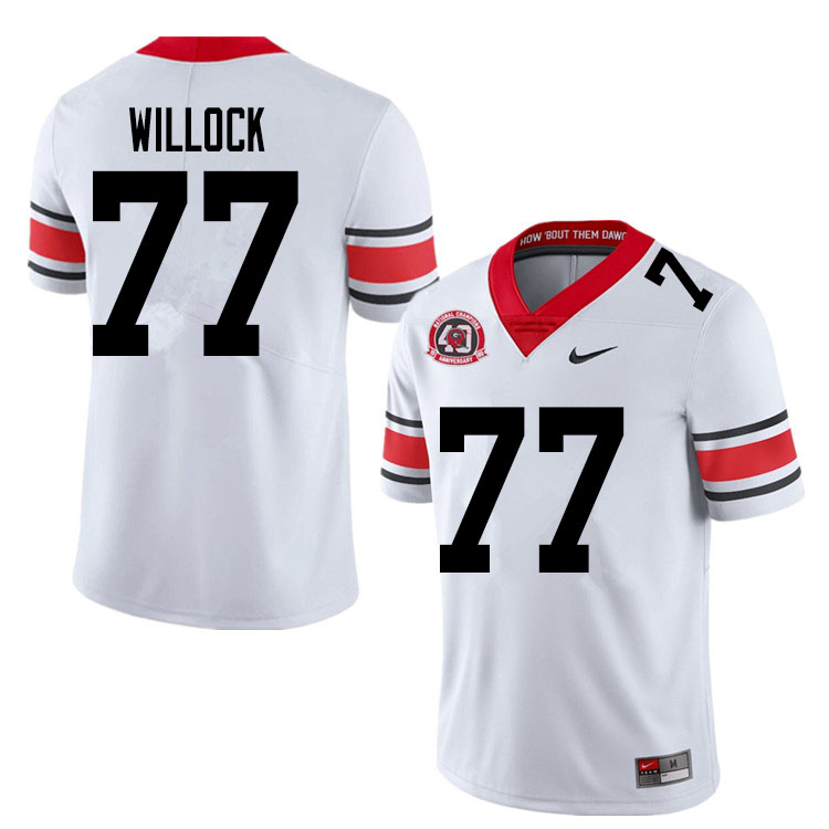 Mens #77 Devin Willock Georgia Bulldogs Stitched Nike White Alternate 40th anniversary College Football Game Jersey S-3XL
