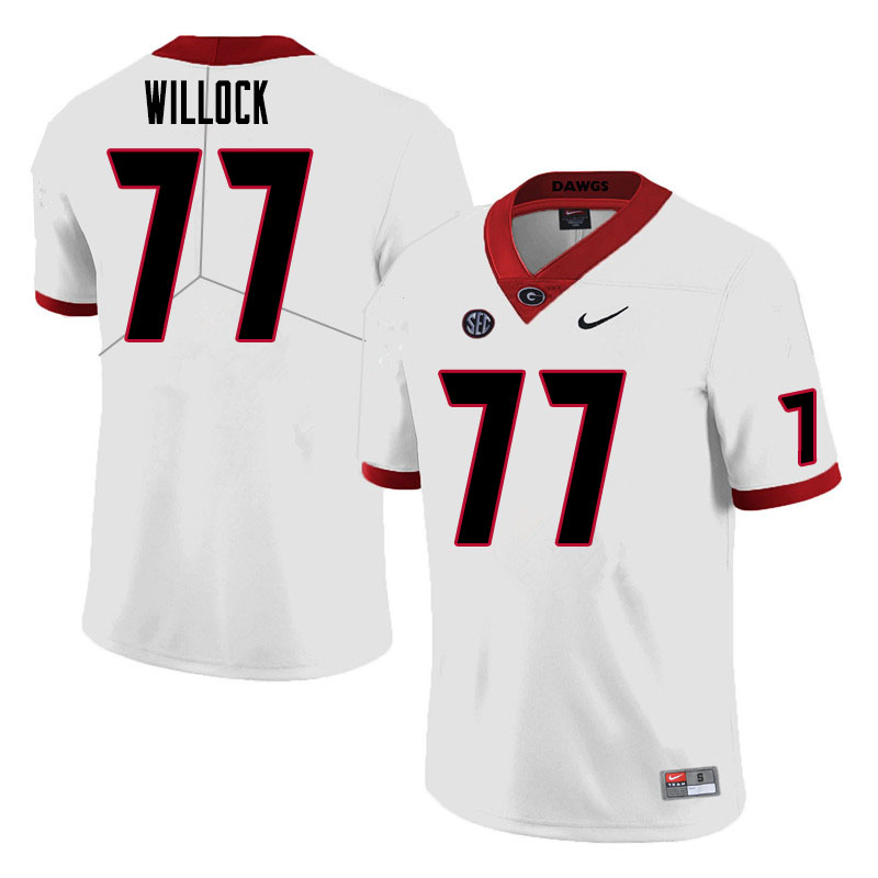 Mens #77 Devin Willock Georgia Bulldogs Stitched Nike White College Football Game Jersey S-3XL