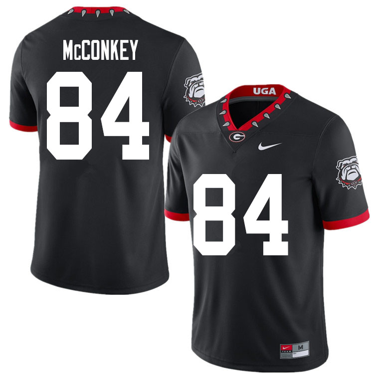 Mens #84 Ladd McConkey Georgia Bulldogs Stitched Nike Black Alternate Mascot 100th Anniversary College Football Game Jersey S-3XL