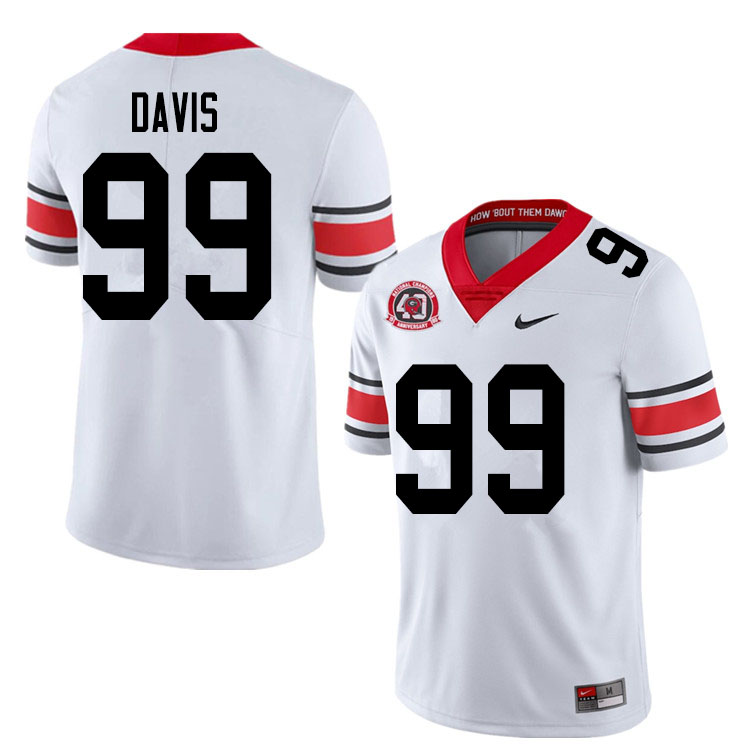 Mens #99 Jordan Davis Georgia Bulldogs Stitched Nike White Alternate 40th anniversary College Football Game Jersey S-3XL