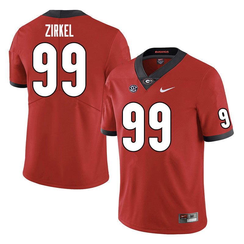 Mens #99 Jared Zirkel Georgia Bulldogs Stitched Nike Team Color Red College Football Game Jersey S-3XL