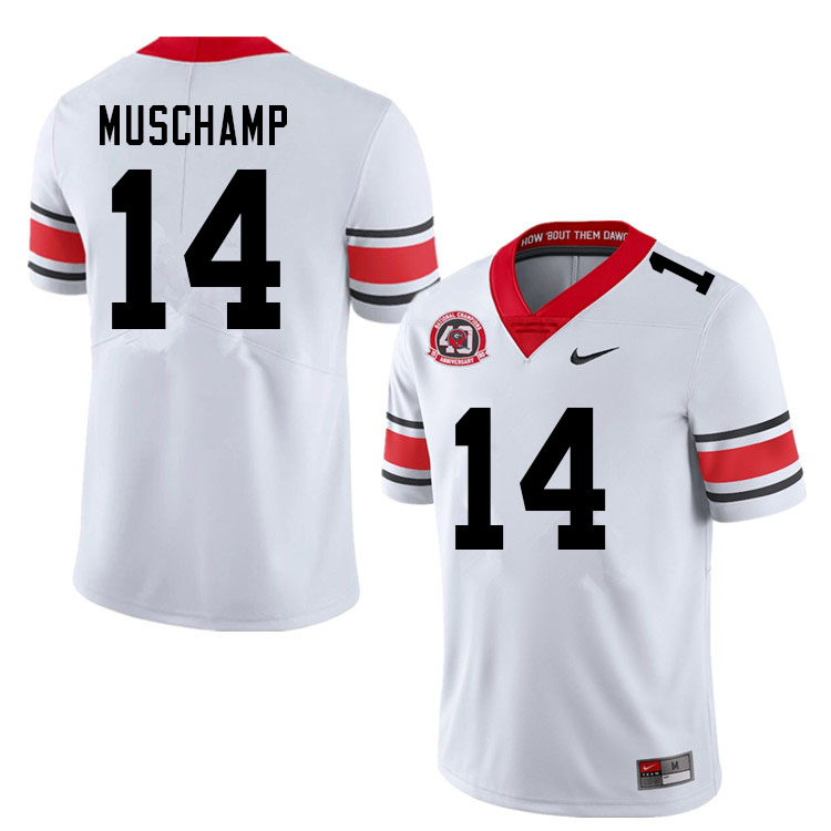Mens #14 Jackson Muschamp Georgia Bulldogs Stitched Nike White Alternate 40th anniversary College Football Game Jersey S-3XL