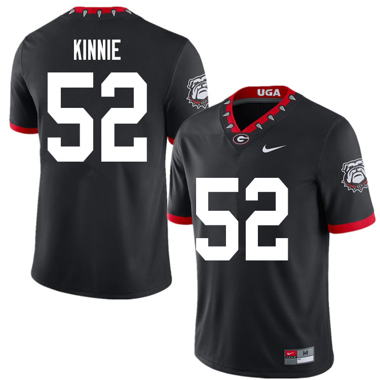 Mens #52 Cameron Kinnie Georgia Bulldogs Stitched Nike Black Alternate Mascot 100th Anniversary College Football Game Jersey S-3XL
