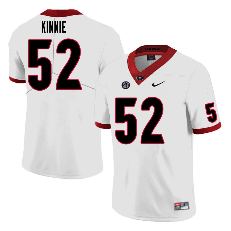 Mens #52 Cameron Kinnie Georgia Bulldogs Stitched Nike White College Football Game Jersey S-3XL