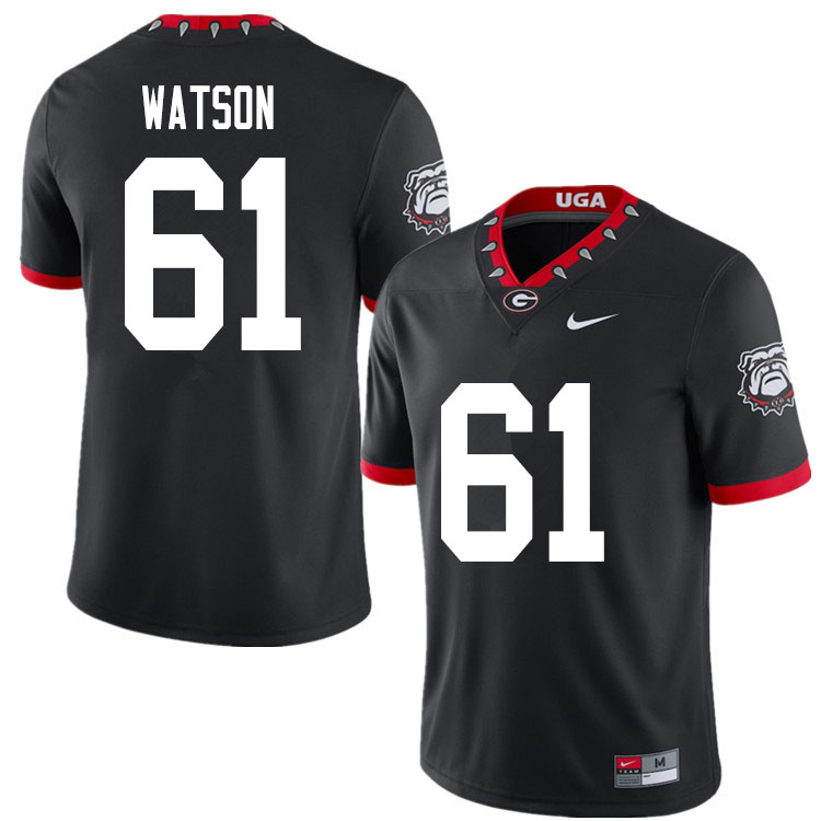 Mens #61 Blake Watson Georgia Bulldogs Stitched Nike Black Alternate Mascot 100th Anniversary College Football Game Jersey S-3XL