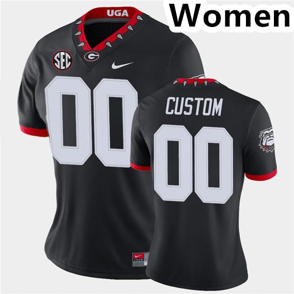 Women's Custom Georgia Bulldogs Mascot 100th Anniversary College Football Game Jersey Nike Black Alternate S-2XL