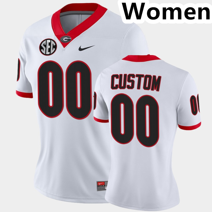 Women's Custom Georgia Bulldogs College Football Game Jersey Nike White S-2XL