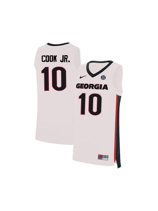 Men's #10 Aaron Cook Jr. Georgia Bulldogs Nike White Stitched College Basketball Jersey
