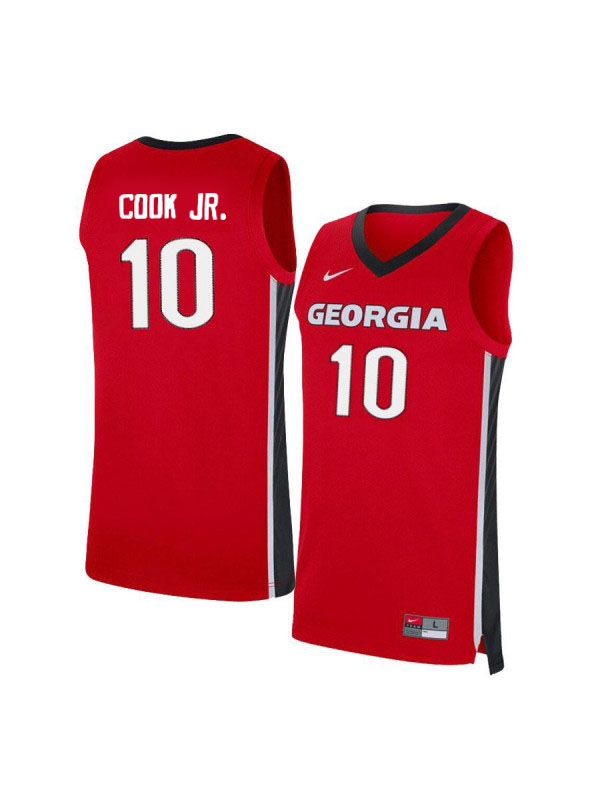 Men's #10 Aaron Cook Jr. Georgia Bulldogs Nike Red Stitched College Basketball Jersey