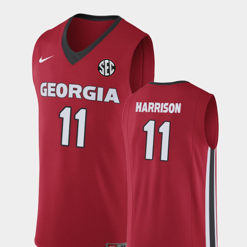 Men's #11 Christian Harrison Georgia Bulldogs Nike Red Stitched College Basketball Jersey