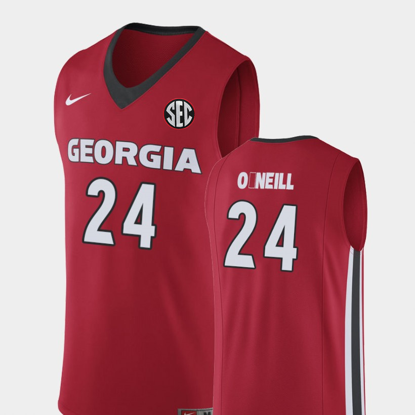 Men's #24 Connor O'neill Georgia Bulldogs Nike Red Stitched College Basketball Jersey