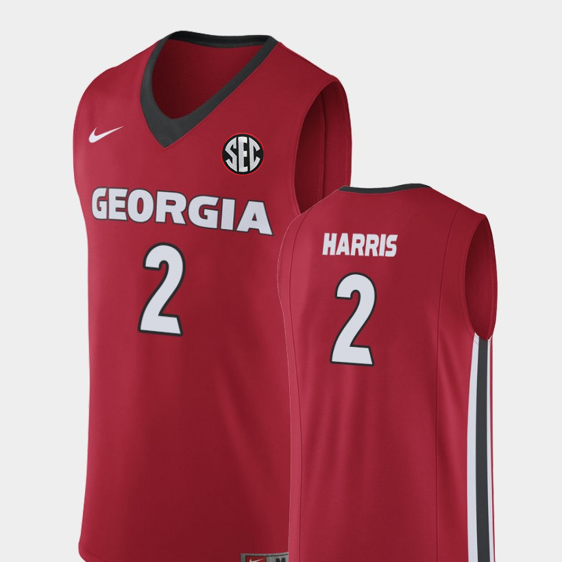 Men's #2 Jordan Harris Georgia Bulldogs Nike Red Stitched College Basketball Jersey
