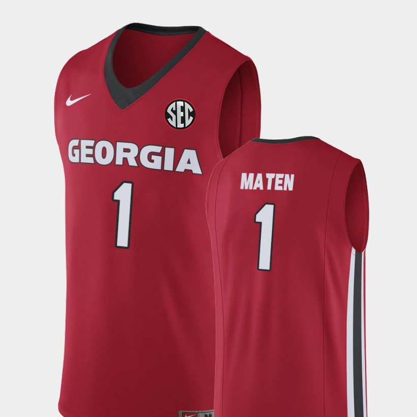 Men's #1 Yante Maten Georgia Bulldogs Nike Red Stitched College Basketball Jersey