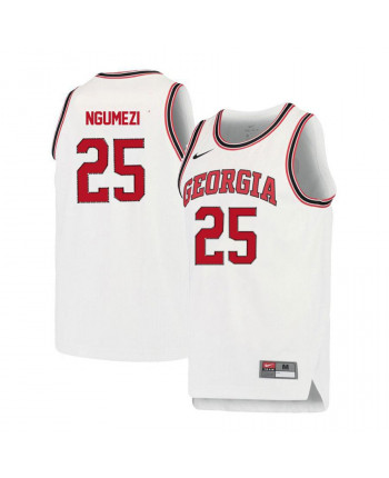 Men's #25 Amanze Ngumezi Georgia Bulldogs Nike White Red Round Neck Stitched College Basketball Jersey