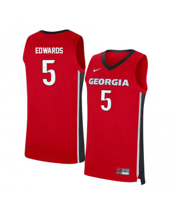 Men's #5 Anthony Edwards Georgia Bulldogs Nike Red Stitched College Basketball Jersey