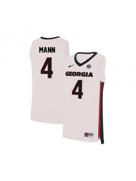 Men's #4 Charles Mann Georgia Bulldogs Nike White Stitched College Basketball Jersey