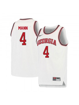 Men's #4 Charles Mann Georgia Bulldogs Nike White Red Round Neck Stitched College Basketball Jersey