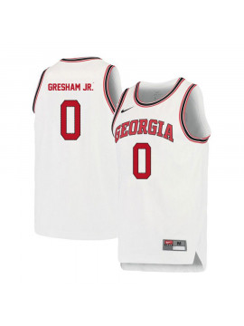 Men's #0 Donnell Gresham Jr. Georgia Bulldogs Nike White Red Round Neck Stitched College Basketball Jersey  