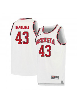 Men's #43 Ignas Sargiunas Georgia Bulldogs Nike White Red Round Neck Stitched College Basketball Jersey  