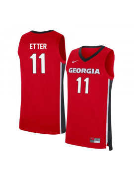 Men's #11 Jaxon Etter Georgia Bulldogs Nike Red Stitched College Basketball Jersey
