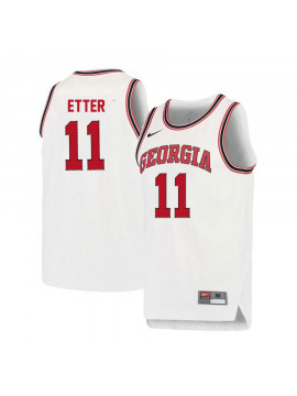 Men's #11 Jaxon Etter Georgia Bulldogs Nike White Red Round Neck Stitched College Basketball Jersey  