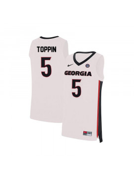 Men's #5 JoJo Toppin Georgia Bulldogs Nike White Stitched College Basketball Jersey