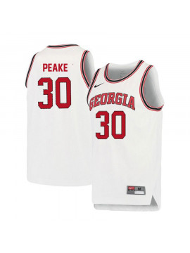 Men's #30 Mike Peake Georgia Bulldogs Nike White Red Round Neck Stitched College Basketball Jersey  