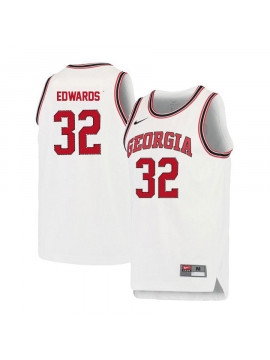 Men's #32 Mike Edwards Georgia Bulldogs Nike White Red Round Neck Stitched College Basketball Jersey  