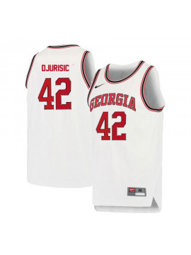 Men's #42 Nemanja Djurisic Georgia Bulldogs Nike White Red Round Neck Stitched College Basketball Jersey  