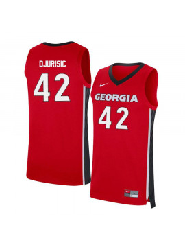 Men's #42 Nemanja Djurisic Georgia Bulldogs Nike Red Stitched College Basketball Jersey