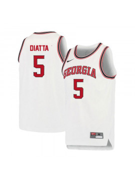 Men's #5 Pape Diatta Georgia Bulldogs Nike White Red Round Neck Stitched College Basketball Jersey  