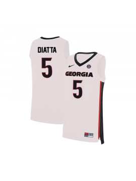 Men's #5 Pape Diatta Georgia Bulldogs Nike White Stitched College Basketball Jersey