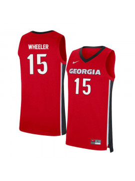 Men's #15 Sahvir Wheeler Georgia Bulldogs Nike Red Stitched College Basketball Jersey